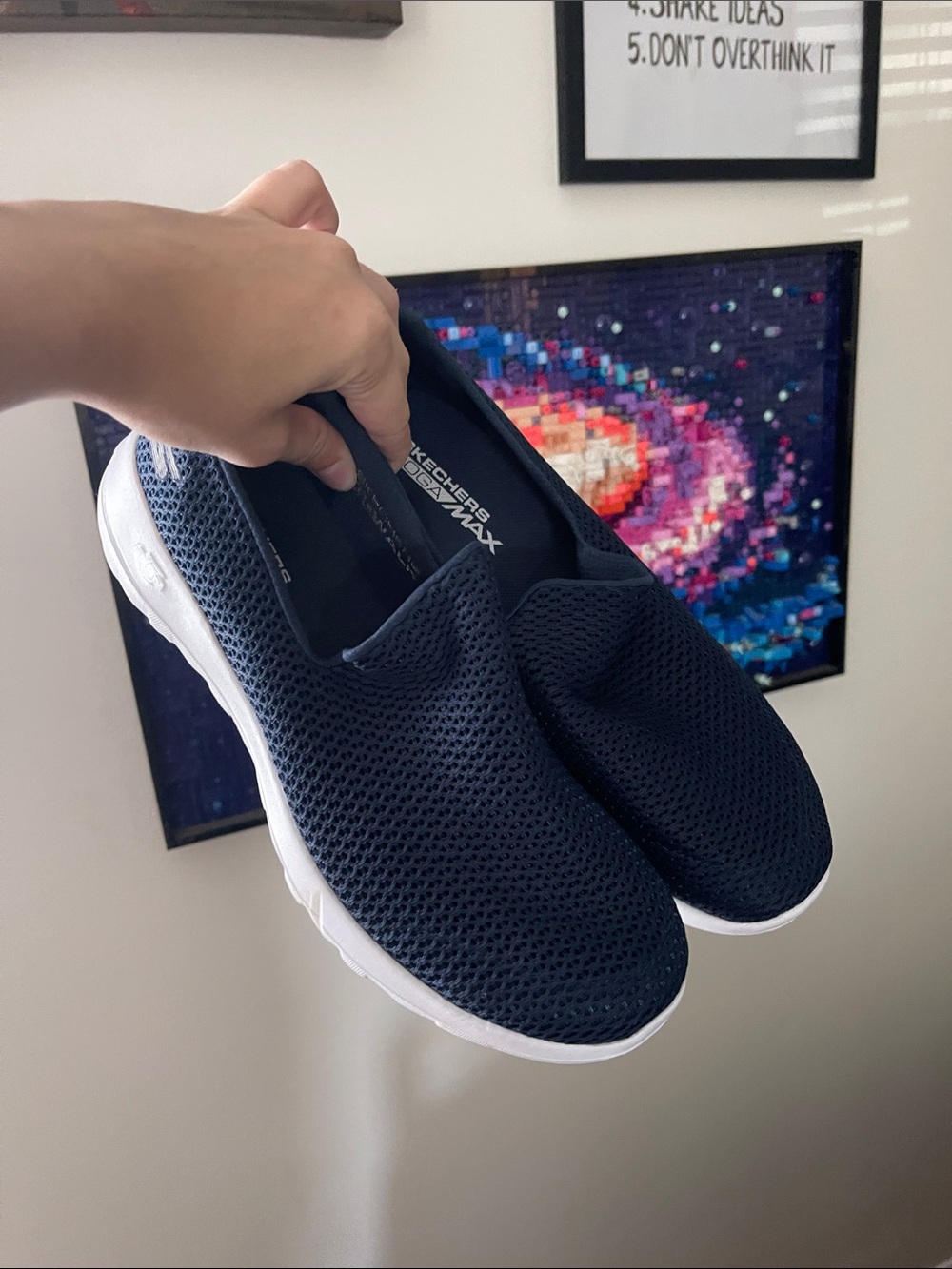 Skechers Navy Mesh Slip-On Memory Foam Loafers